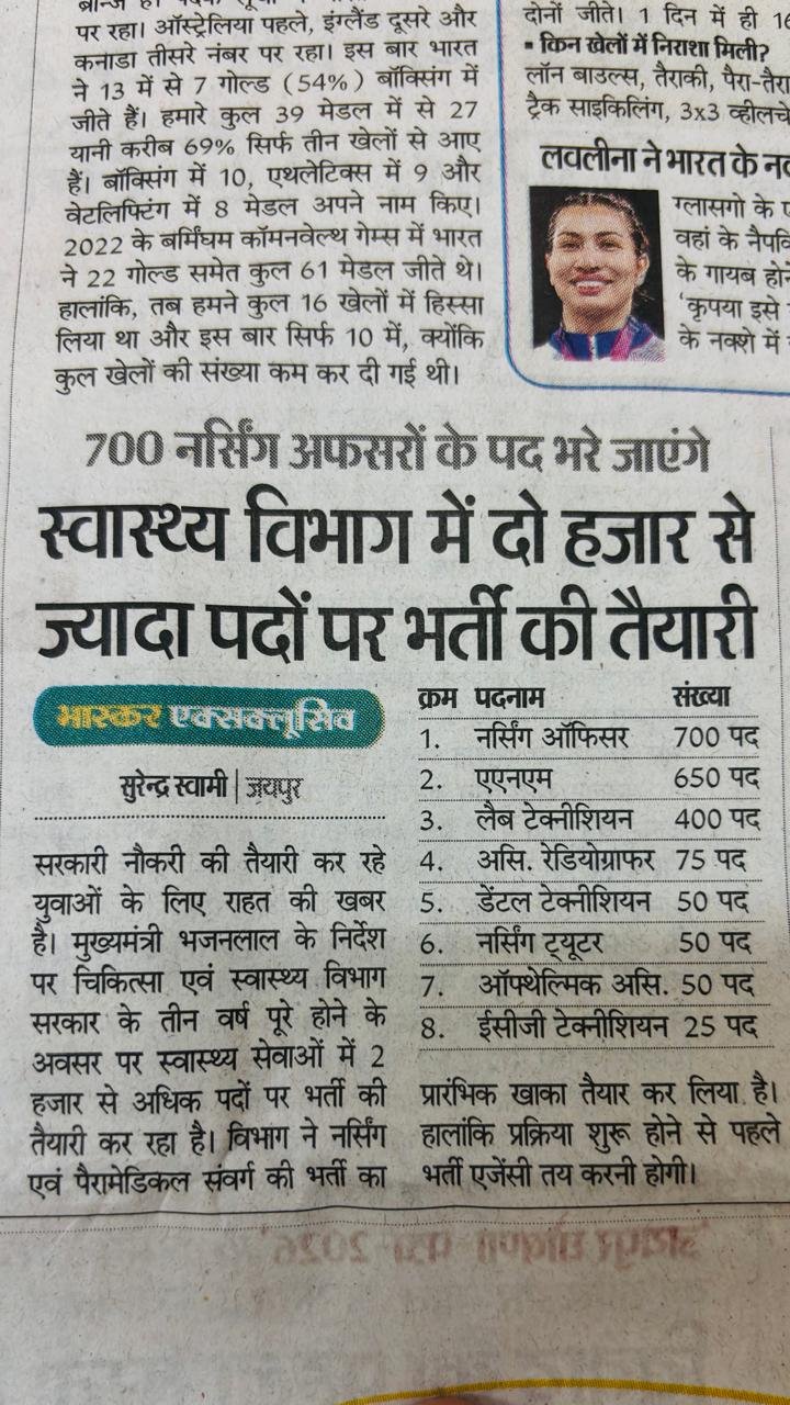 Recruitment for 2000+ Posts in Health Department in Rajasthan 2026 notification